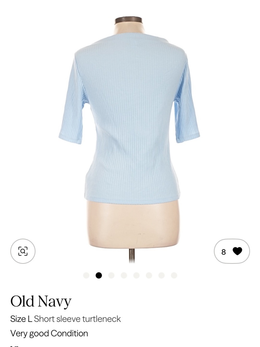 Old Navy Pale Blue Short Sleeve Turtleneck Ribbed Top